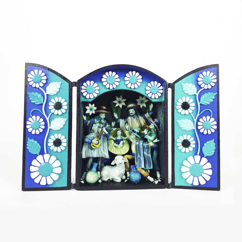 RETABLO NACIMIENTO ANDINO TURQUESA