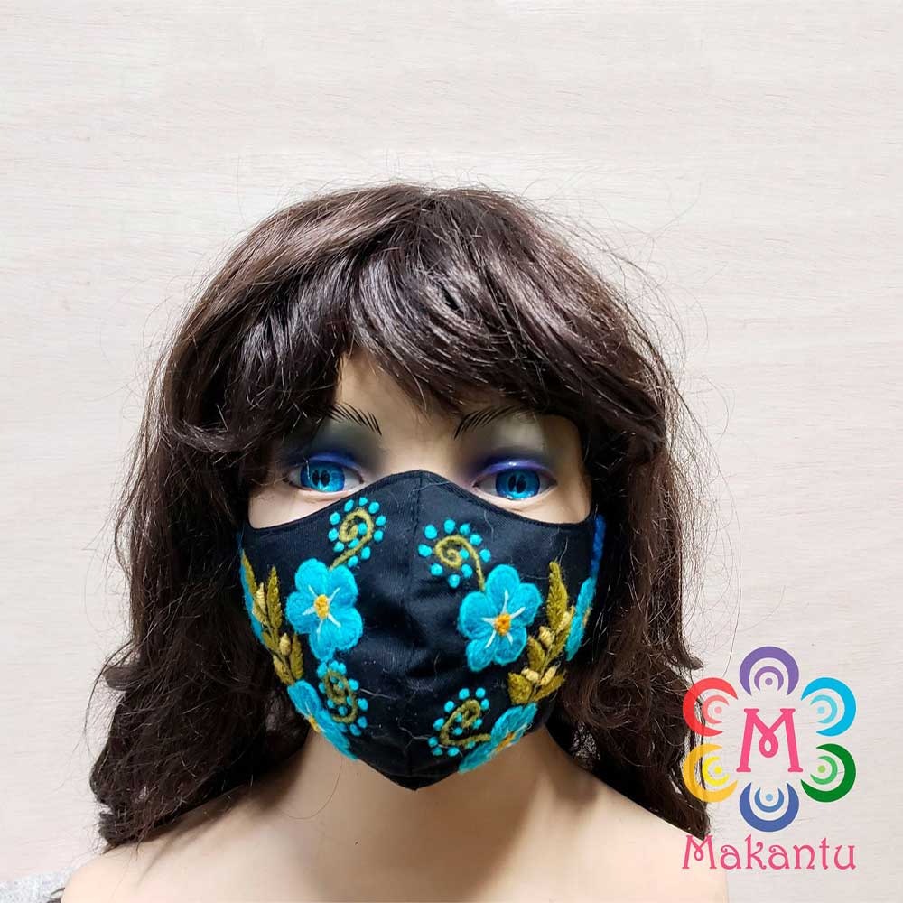 MASCARILLA BORDADA AZUL